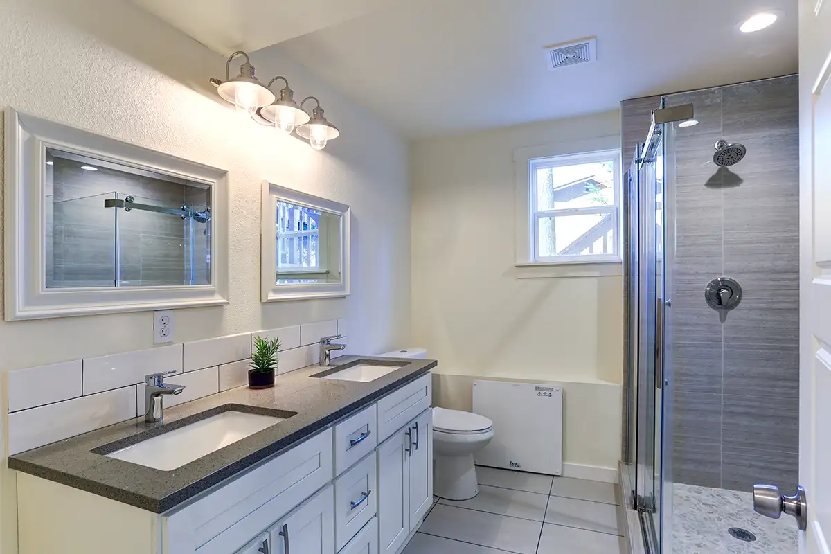 classic bathroom with jack and jill sinks remodeling services from Expressions Remodeling in St. Louis, MO