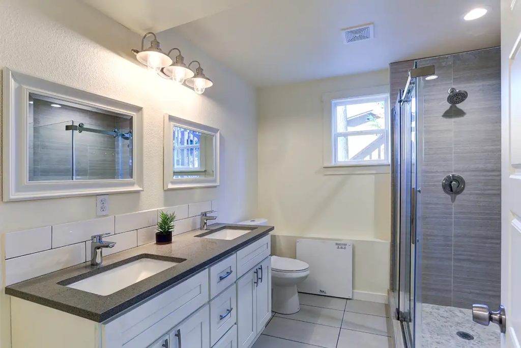 This photo shows a remodeled bathroom.