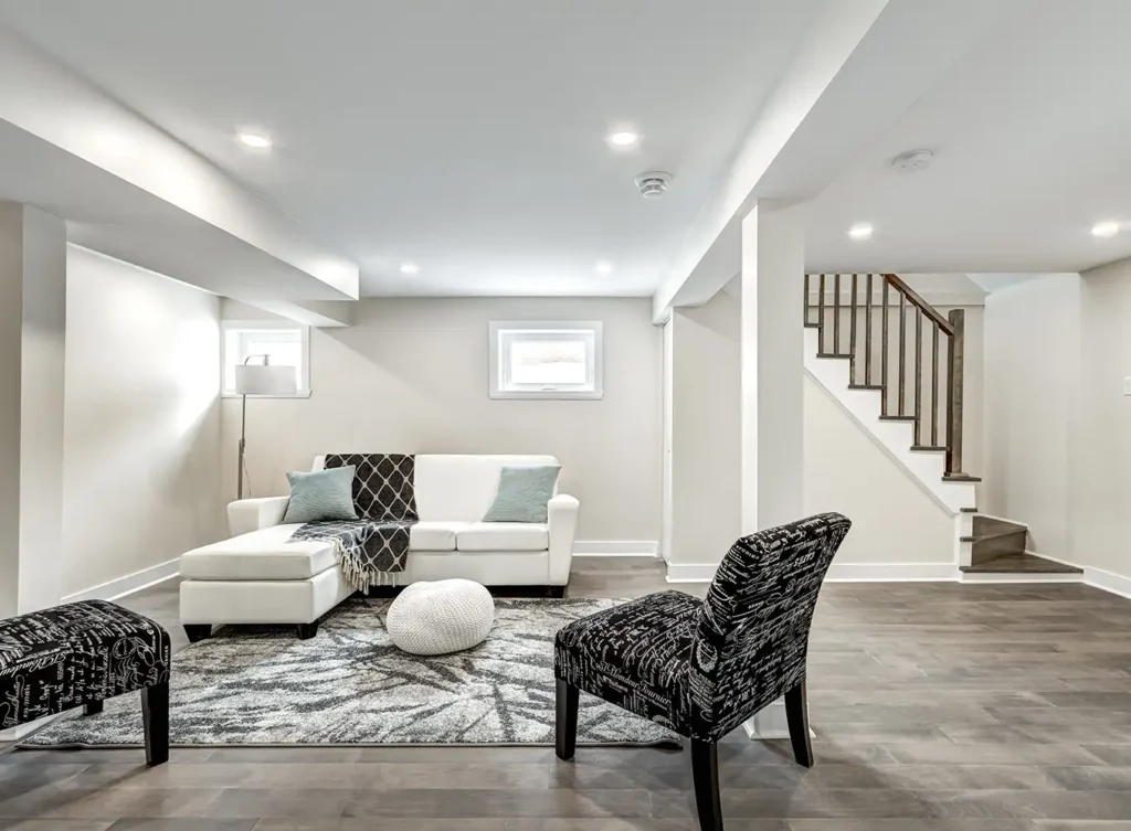 This photo shows the inside of a basement.