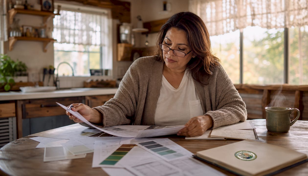 Homeowner reviewing renovation budget papers