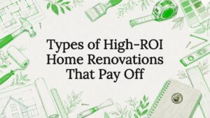 Artistic title card with renovation-themed illustrations