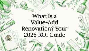 Decorative title card with renovation tools