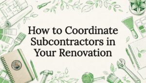 Decorative hand-drawn renovation tools frame title area