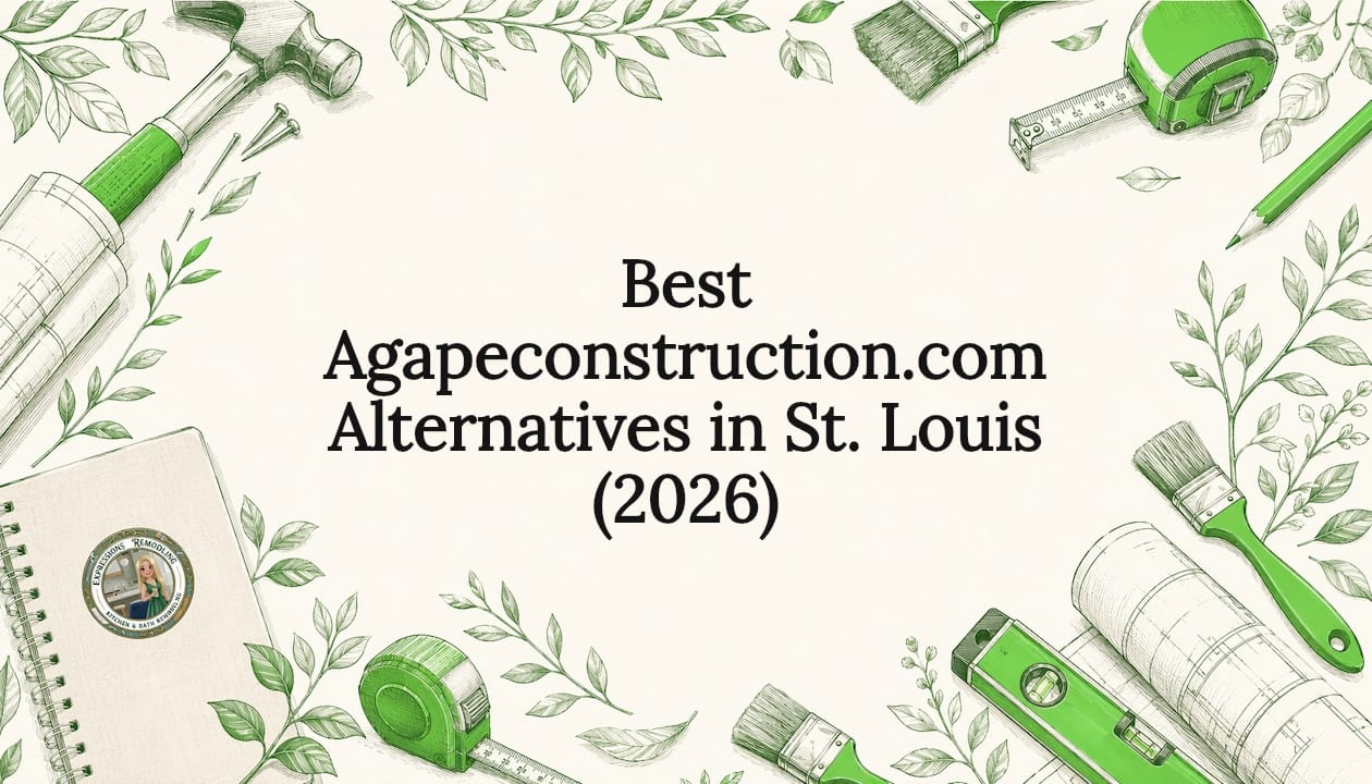 Decorative title card illustration with construction and botanical elements