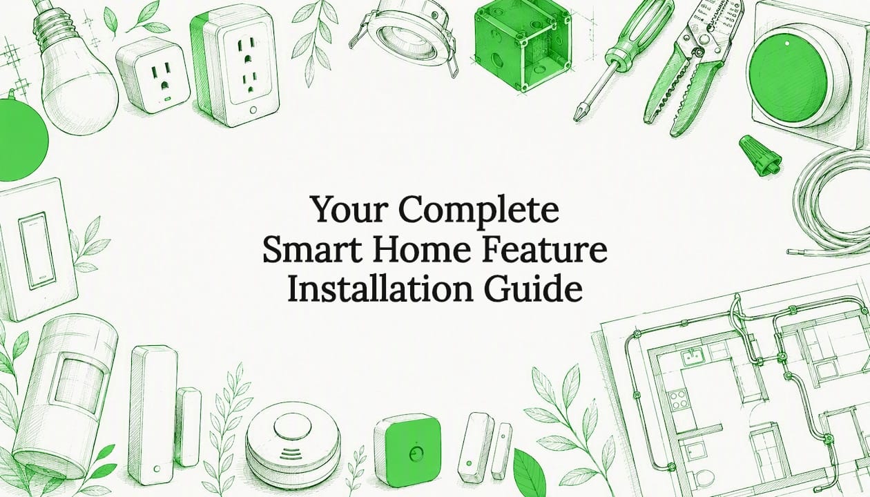 Decorative smart home installation title card illustration