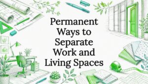 Decorative title card illustration for home office remodeling