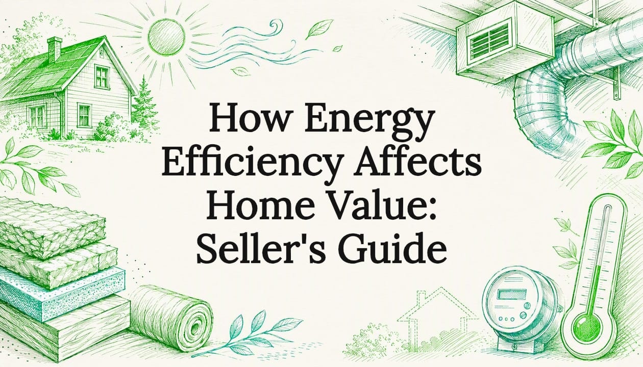 Decorative title card illustration for home energy efficiency article
