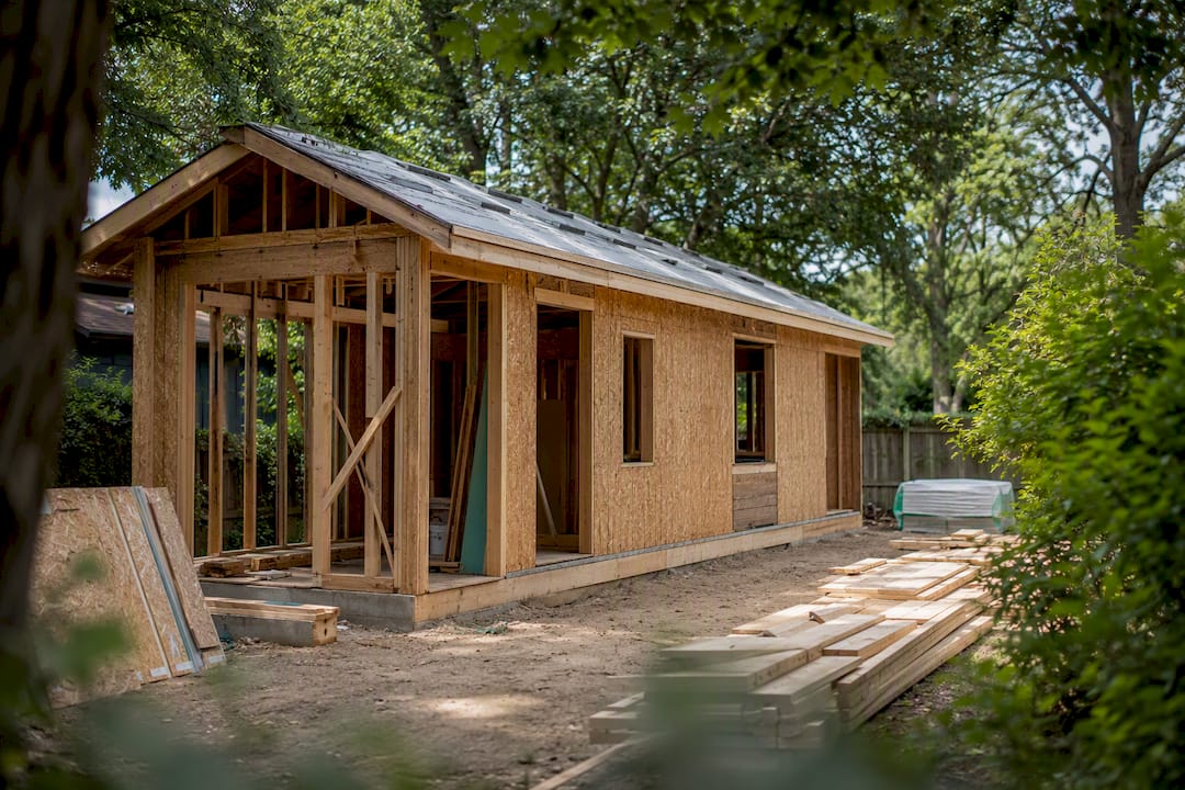 Detached ADU construction exterior wide angle