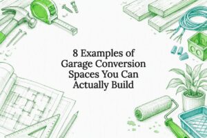Decorative title card illustration for garage conversion article