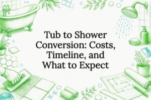 Decorative tub to shower conversion illustration