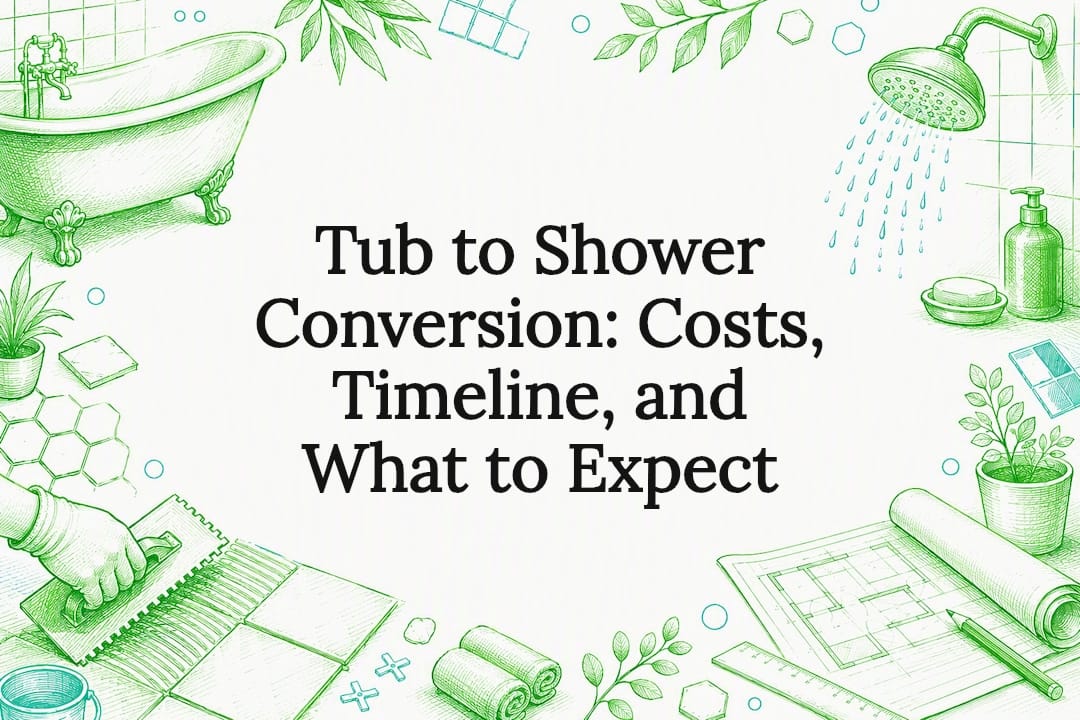 Decorative tub to shower conversion illustration