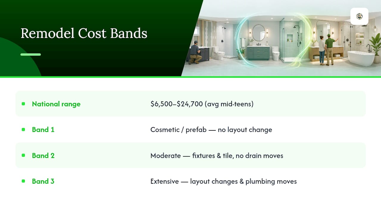 Diagram of bathroom remodel cost ranges and factors