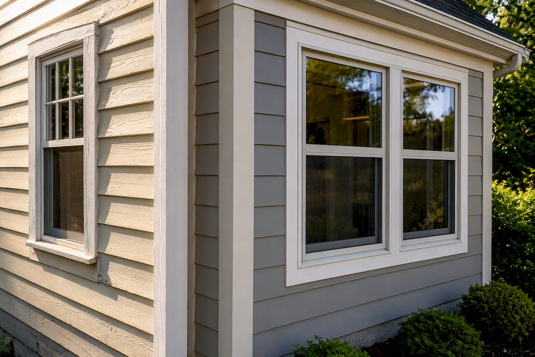 Window and siding mismatch on home exterior