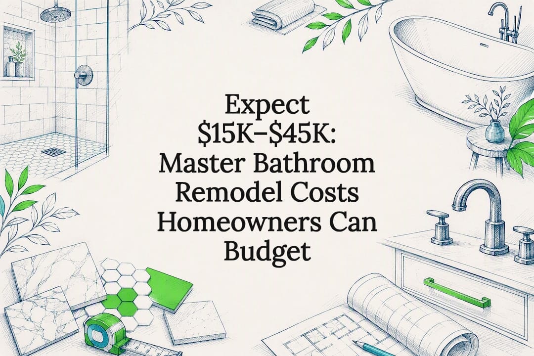 Decorative master bathroom remodeling title card