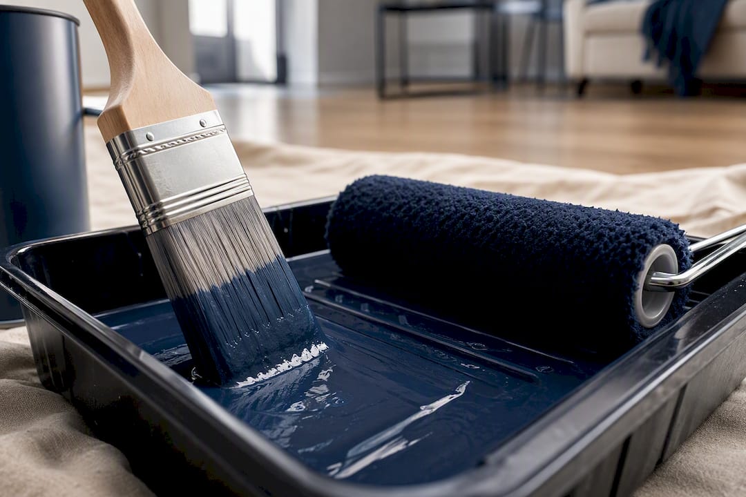 Angled brush and roller cover for painting