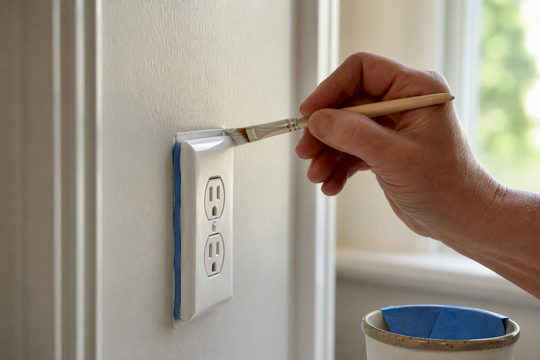 Painting carefully around an electrical outlet