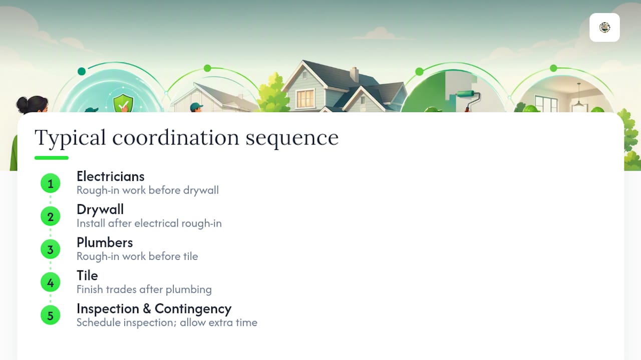 Remodeling trade coordination sequence
