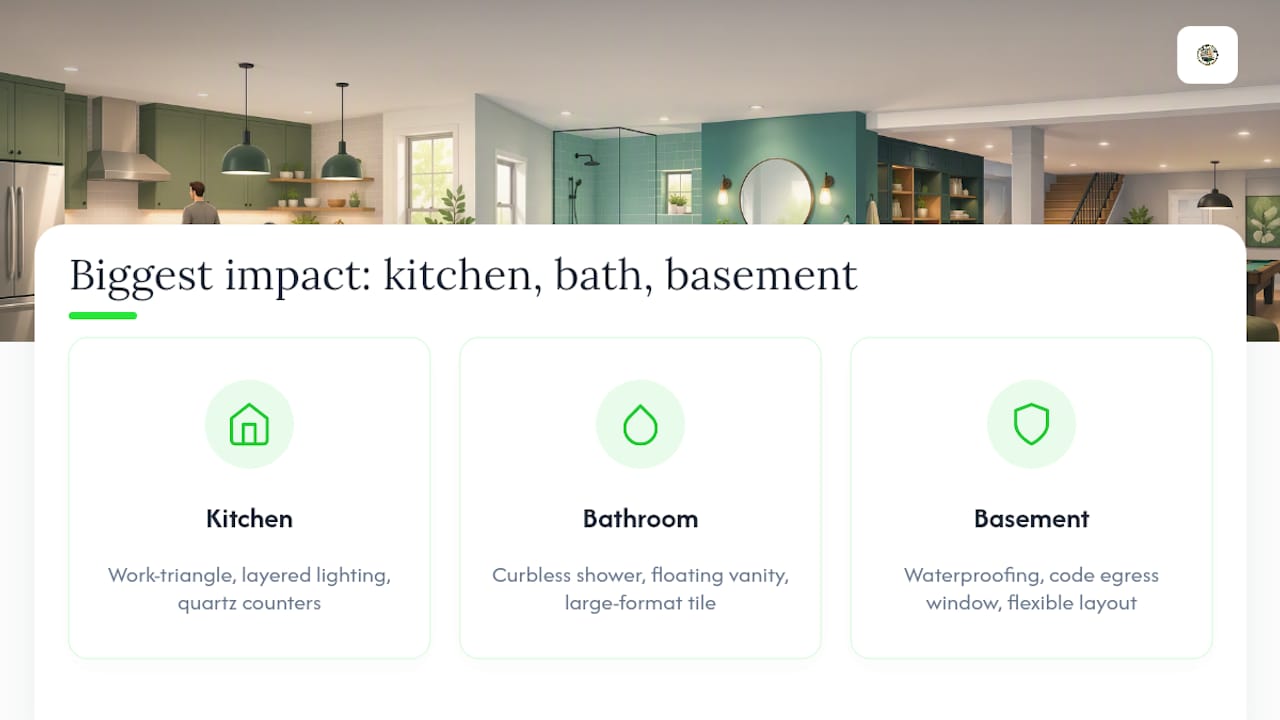 Three-room renovation priorities diagram