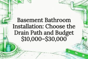 Decorative basement bathroom installation title card