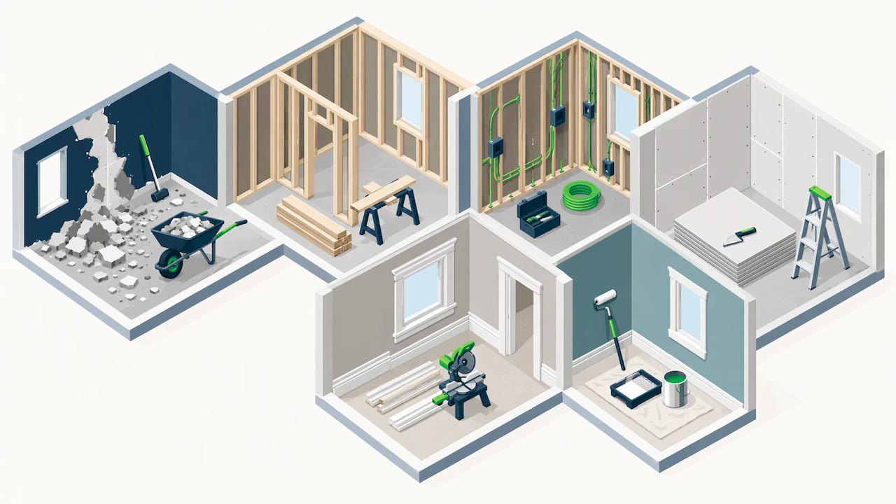 Illustration of a remodeling scope divided by trade