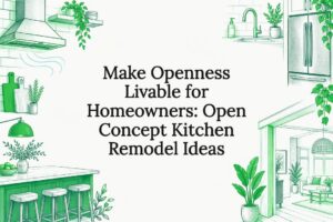 Decorative open kitchen remodel title card