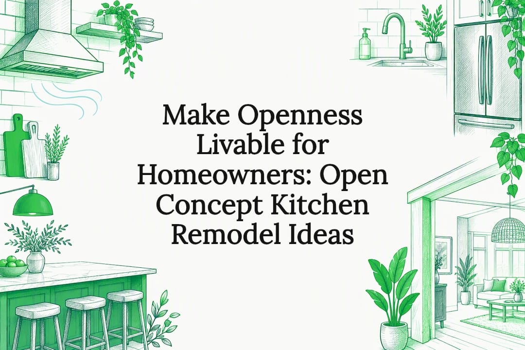 Decorative open kitchen remodel title card