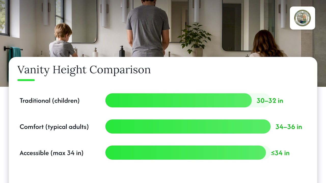 Comparison of bathroom vanity height standards