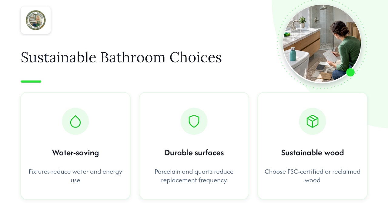 Sustainable bathroom fixture and material choices