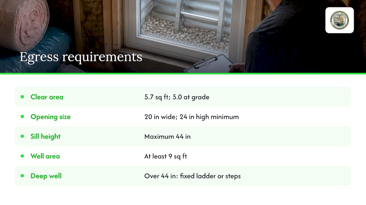 Egress window and well measurement thresholds