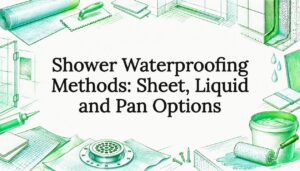 Hand-drawn shower waterproofing title card