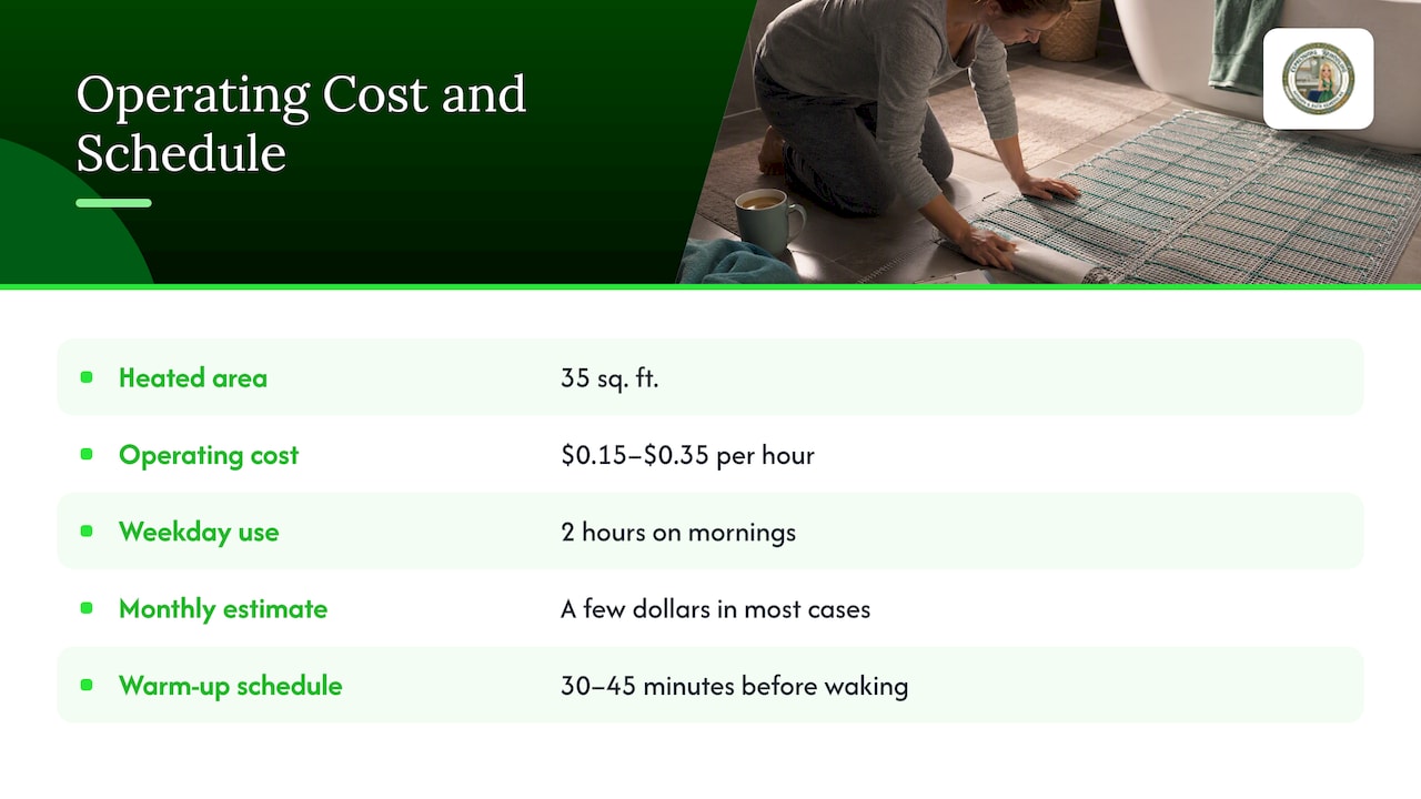 Estimated heated-floor operating cost figures