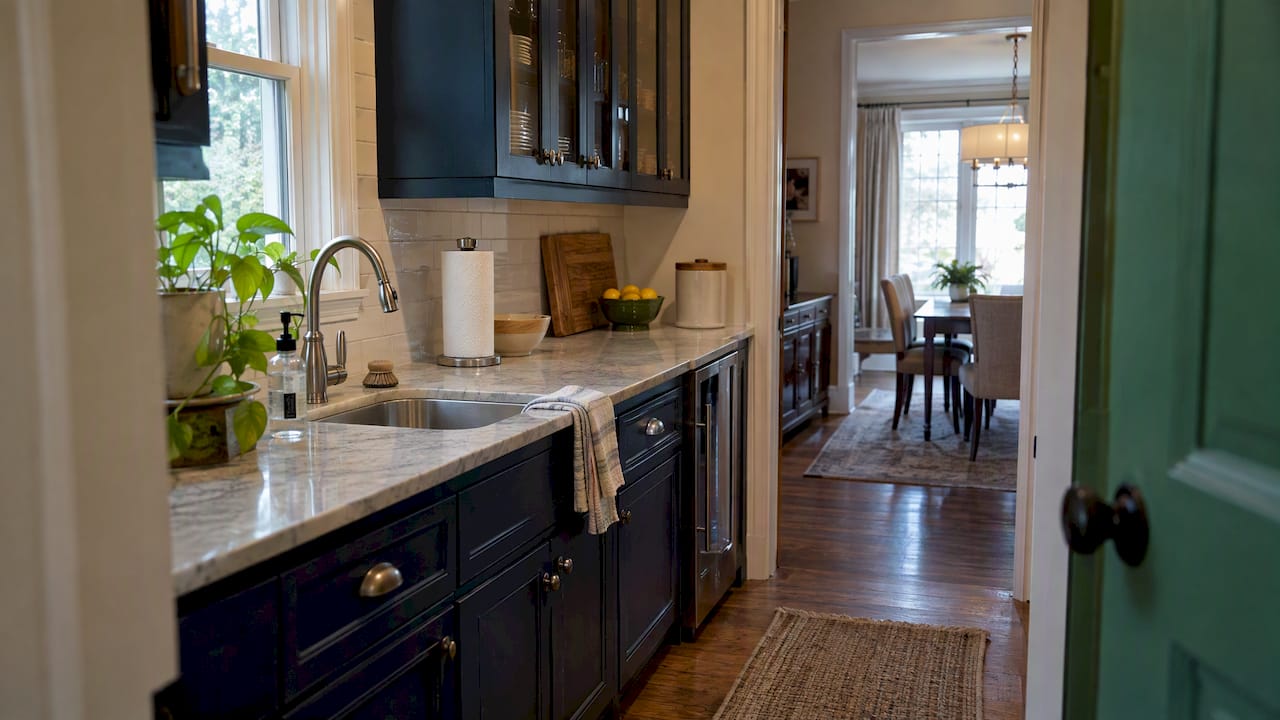 Butler’s pantry counter with sink