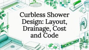 Sketch accents frame curbless shower title