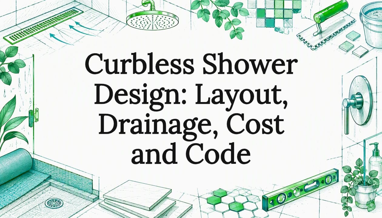 Sketch accents frame curbless shower title