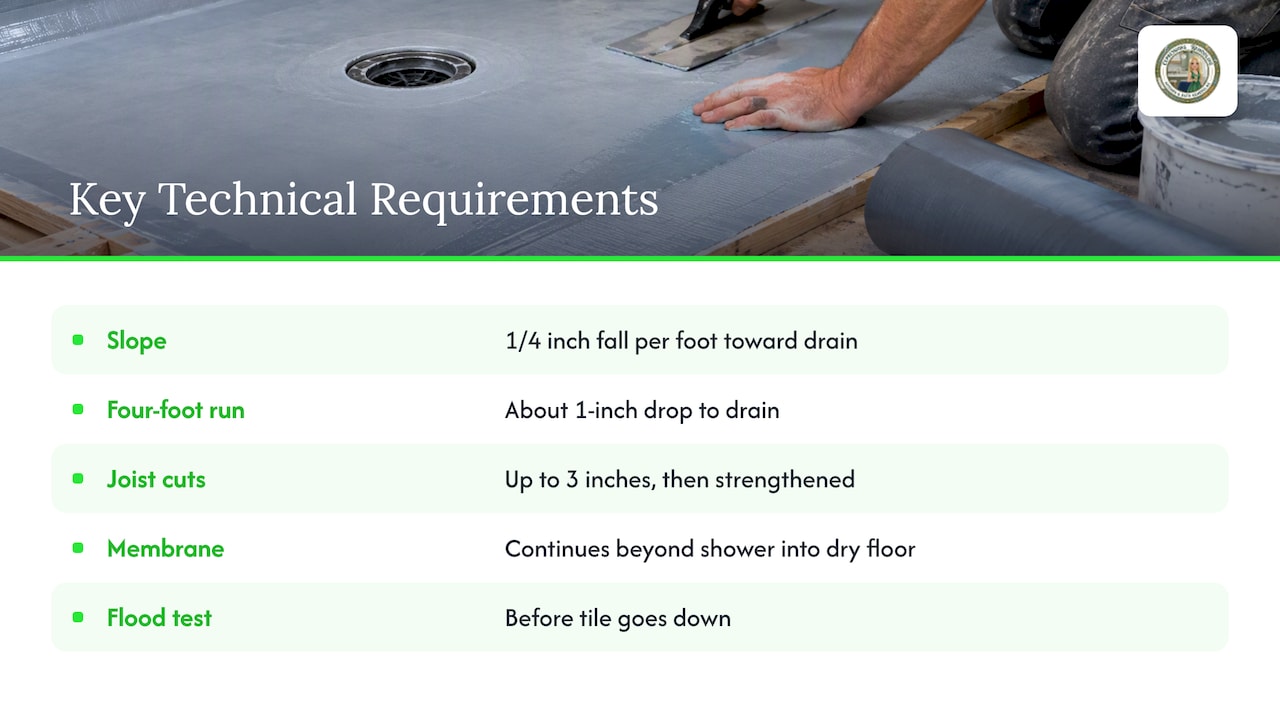 The technical part: slope, waterproofing and structure — overview diagram