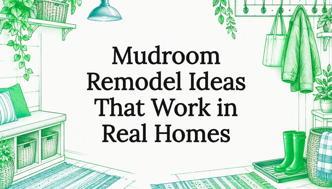 Decorative mudroom title card illustration